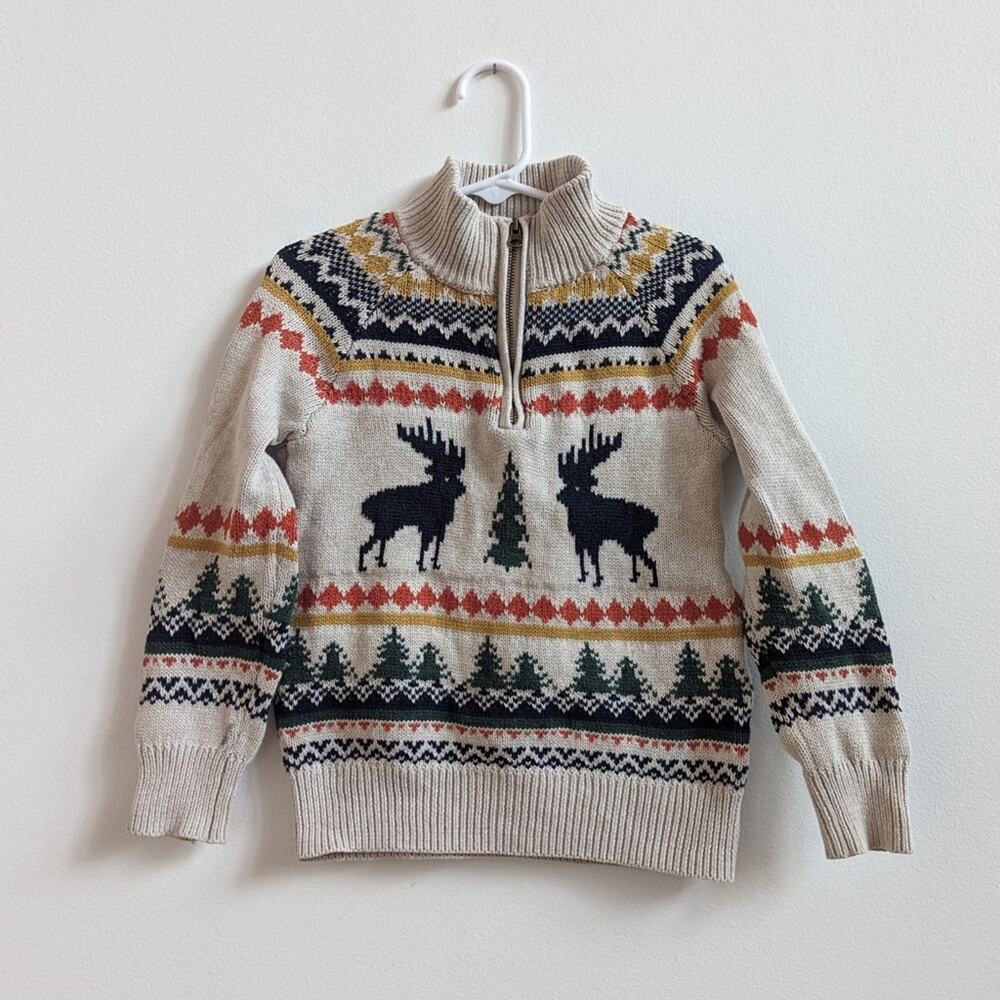 Crewcuts Sweater 4-5 Christmas Reindeer Classic Boys